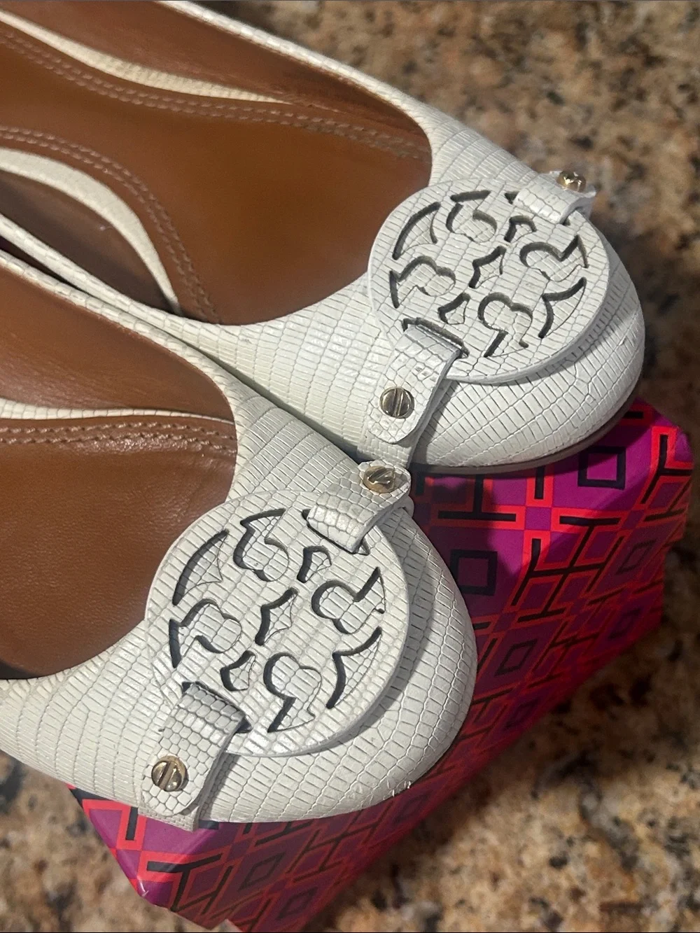 Tory Burch cream leather flats